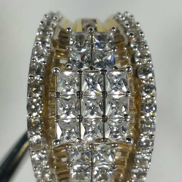 DESIGNER SJ CZ GOLD PLATE STERLING SILVER RING - Picture 4 of 8